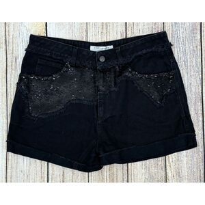 Philosophy Black Jean Shorts with Sequin Detail